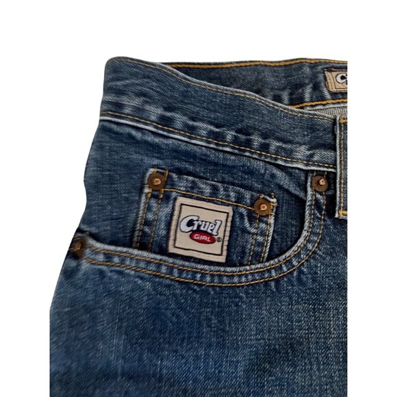Cruel Girl Hip Hugger Blue Jeans Women's 11 Long Relaxed Fit Dark Wash Denim - Picture 3 of 9